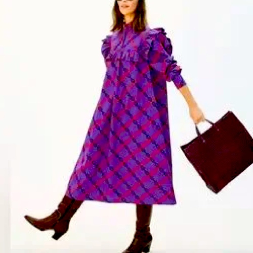 Clare V chain print purple dress